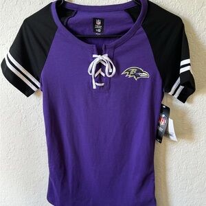New Era Women’s XS Purple Baltimore Ravens Lace Up Raglan T-Shirt New NWT